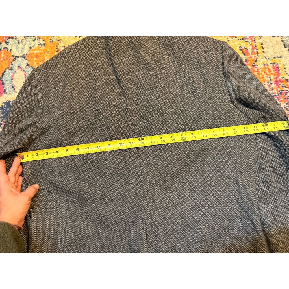 Lands End 42R Gray Herringbone Merino & Lambswool Tweed Blazer Jacket Sport Coat - Picture 11 of 16
